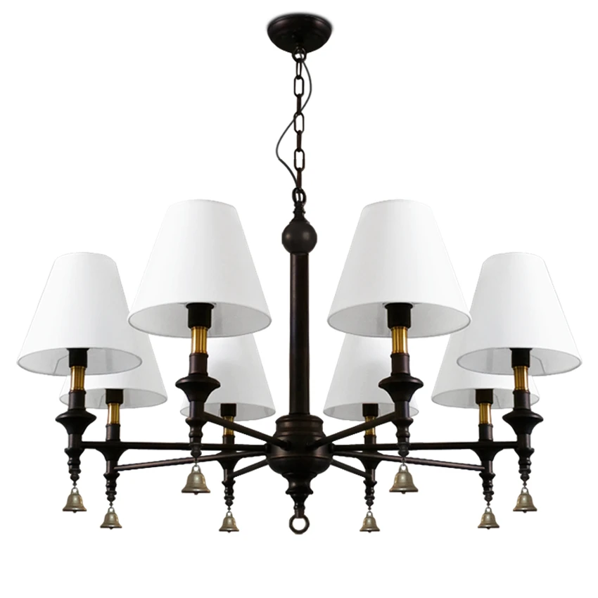 Designer black branch chandeliers lights American country living room dining room bedroom Roman white cloth iron hanging lamps