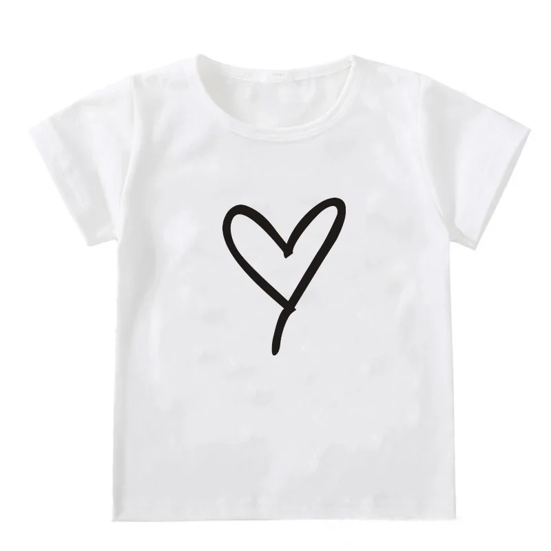 1PC Fashion Mommy and Me Heart Print Matching Tshirt Mom Daughter Dad and Son Family Look Clothes T Shirt Mother\'s Day Gift