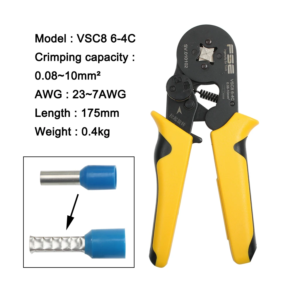 VSC9 16-4A 0.08-16mm2 26-5AWG with 400Terminal Box Electrical Clamp Terminal Tube Tool set