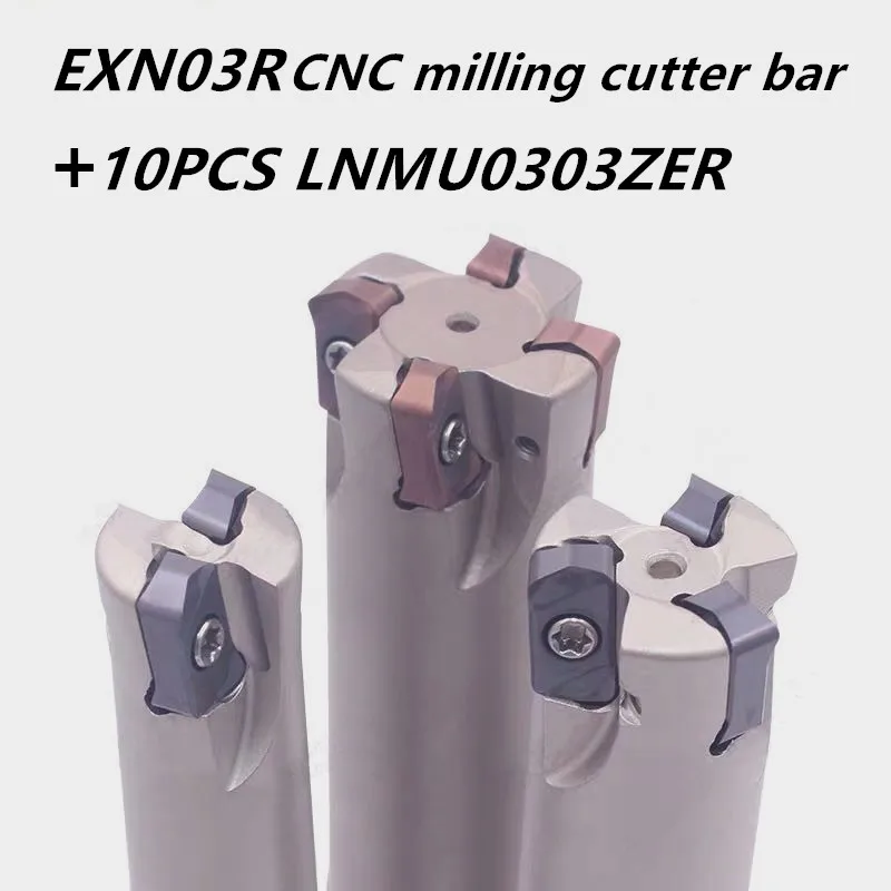 HSS CNC milling cutter bar EXN03R plane milling machine alloy cutter bar + 10PCS LNMU0303ZER ultra-high feed lathe tool EXN03