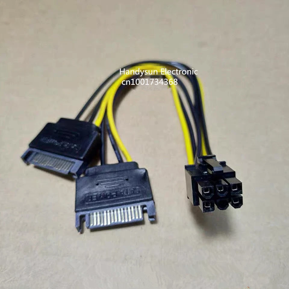 SATA المزدوج 15Pin م إلى بطاقة جرافيكس PCI-e PCIE 6 دبوس F بطاقة الفيديو كابل إمداد الطاقة 6pin إلى Sata 15Pin Y الفاصل محول 18AWG