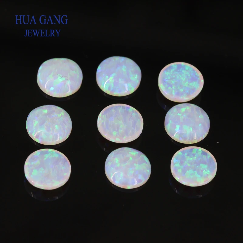 #17A Synthetic Opal Loose Stones Round Shape Base Cabochon Created Opal Beads Semi-Precious Stones For Jewelry Making 4mm-12mm