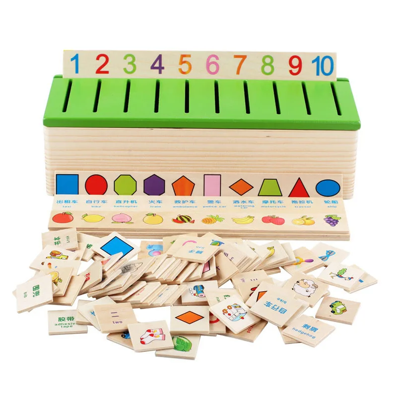 

30 PCS Children Kid Early Educational Montessori Learn Wooden Toy Mathematical Knowledge Classification Cognitive Matching Box