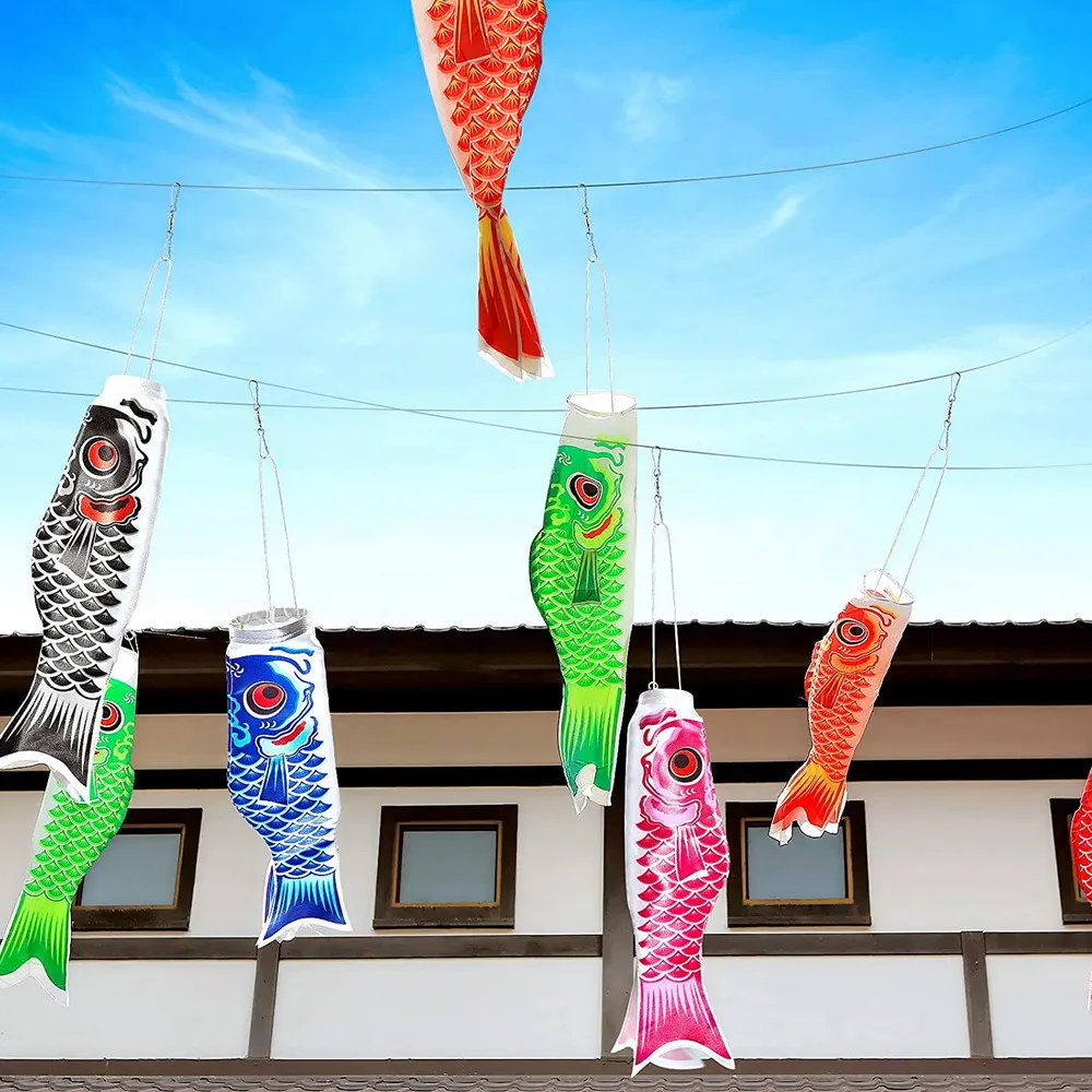 1 paczka 80cm/100cm japoński karp Windsock Streamer Fish Flag Kite Koinobori Home Outdoors wisząca dekoracja Sushi Bar