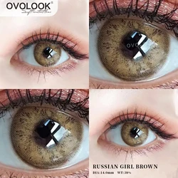 OVOLOOK-2pcs/para RussianGirl Taylor kolorowe soczewki kontaktowe do oczu kontakty kosmetyczne naturalne oko kolorowe szkła rocznie (średnica: 14mm)