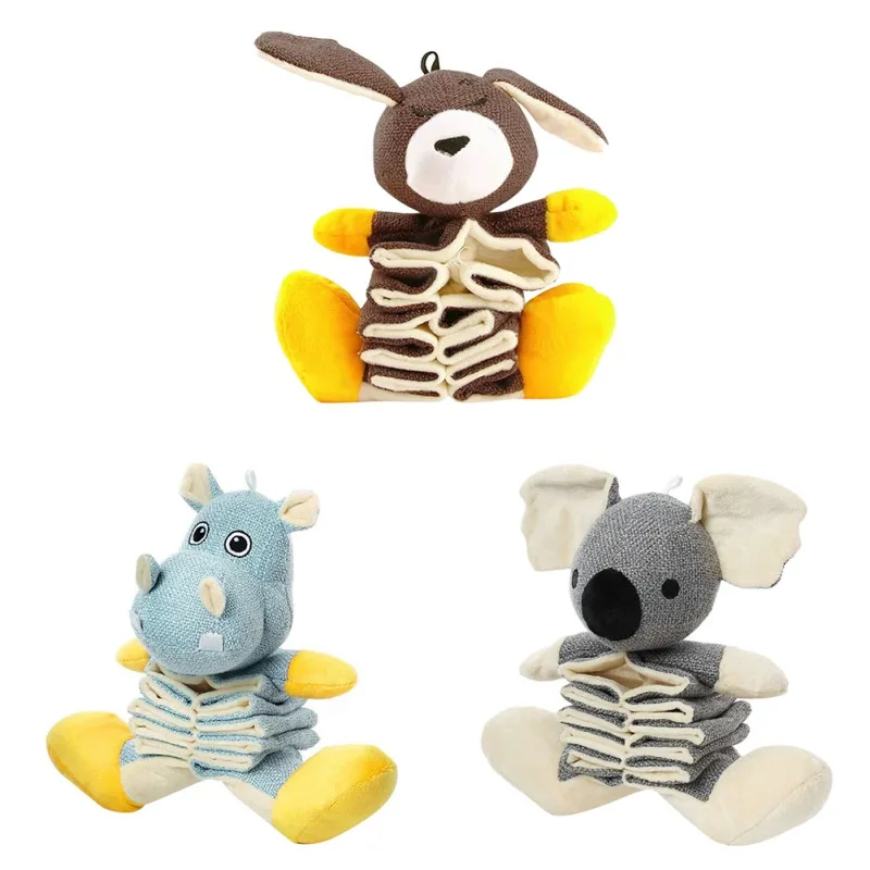 Cute Plush Dog Toys Squeak Pet Animal Plush Toy Dog Chew Squeaky Whistling Involved Kangaroo Koala Cotton Linen Slow Eat Pet Toy