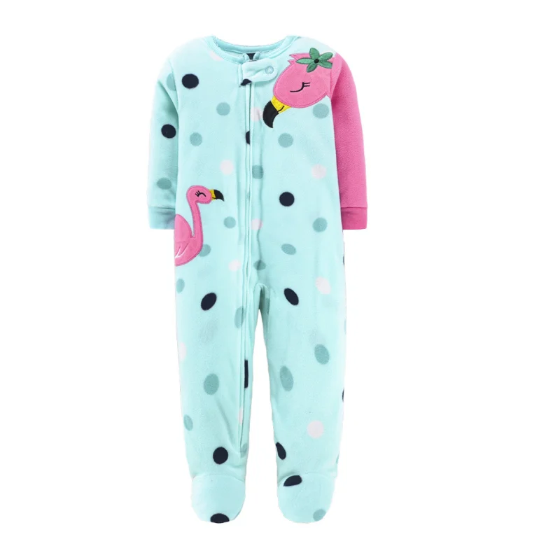 Footed Warm Baby Rompers 2022 Spring Fall Micro Polar Fleece Hot Baby Pajamas Infant jumpsuits Sleepwear 0/3-12M