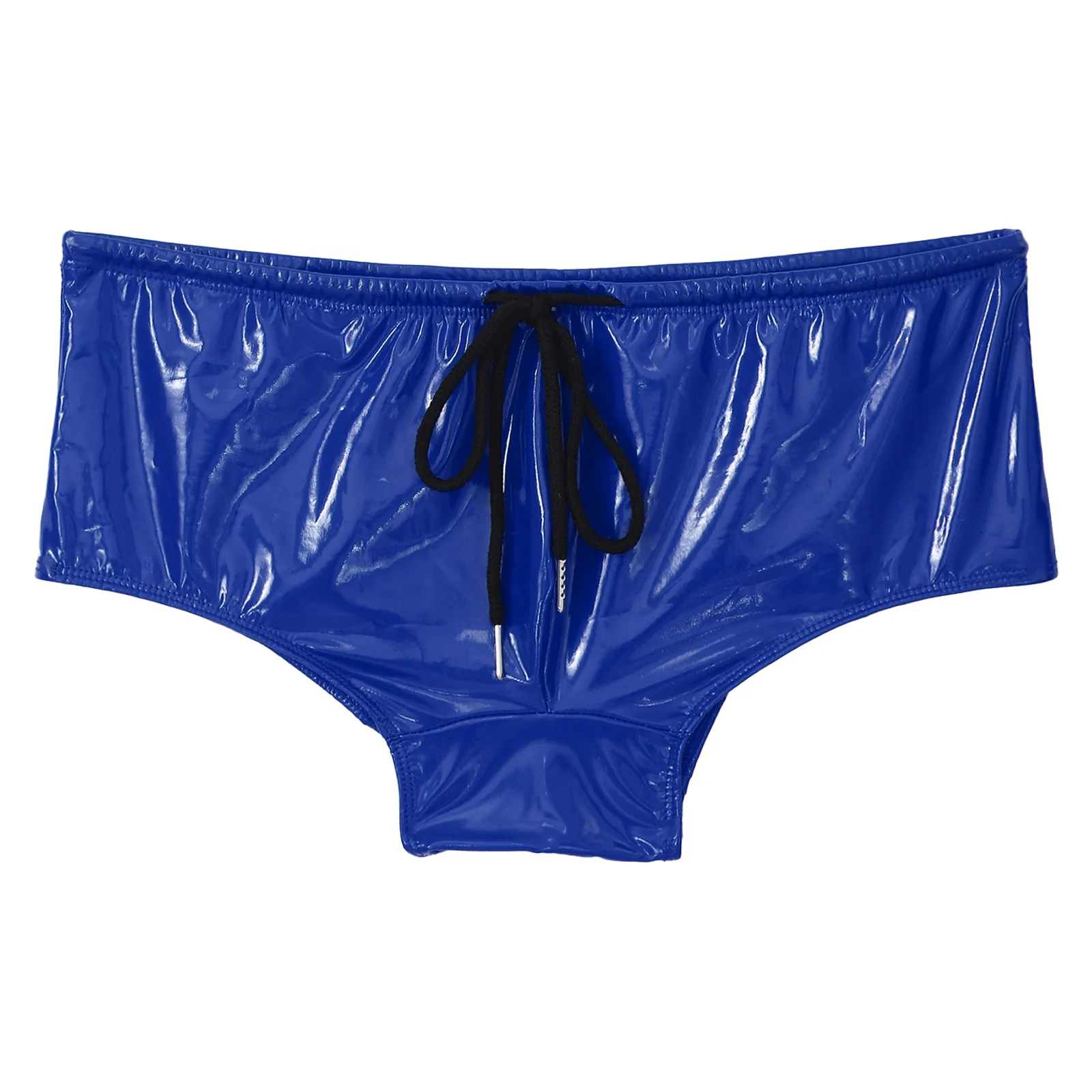 Männer Badehose Wet Look Patent Leder Shorts Kurze Hosen Low Rise Kordelzug Boxer Shorts Strand Bademode Party Clubwear