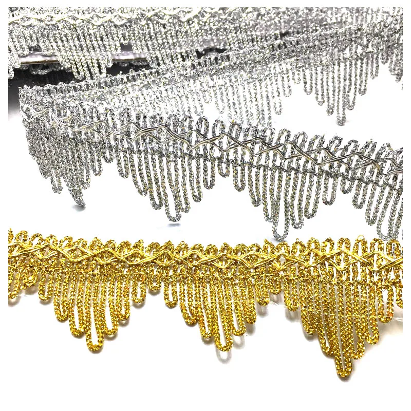 9meters 4cm Wide Gold Silver Lace Ribbon Trims For Stage Performance Party Cosplay Sofa Clothes DIY Sewing Garments Accessories