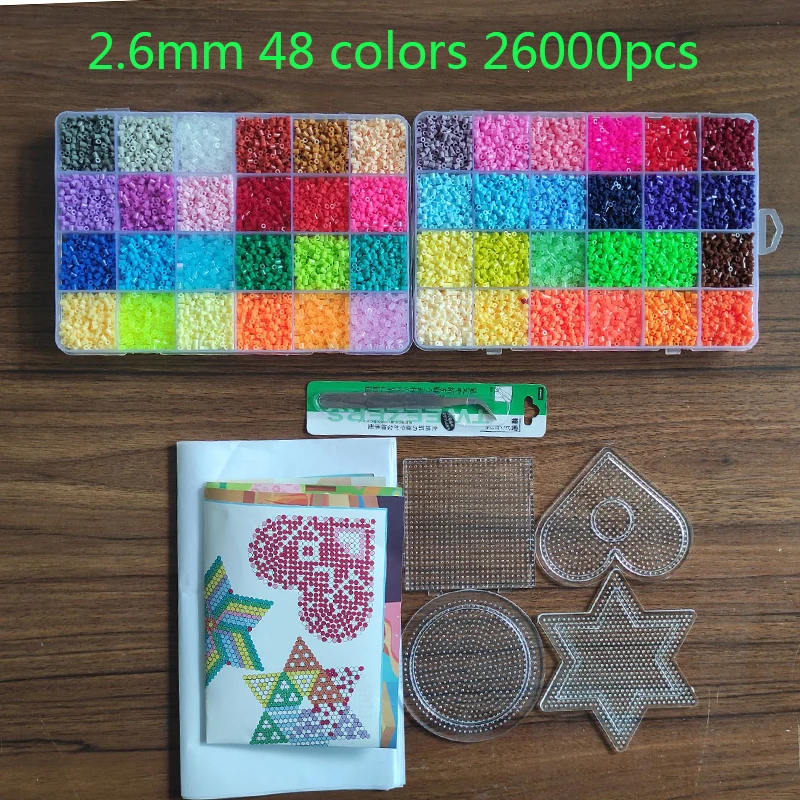 Hama-Juego de cuentas de 72/48 colores para niños, juguetes educativos perler, rompecabezas 3D, juguetes de bricolaje, hojas de tabla de planchar,