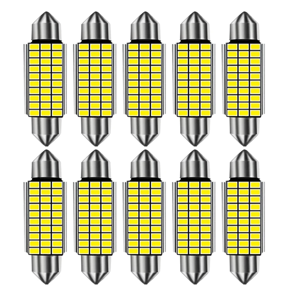 10pcs Festoon 31mm 36mm 39mm 41mm C5W C10W Super Bright LED Bulb Car Dome Light Canbus No Error Auto Interior Reading Lamp White