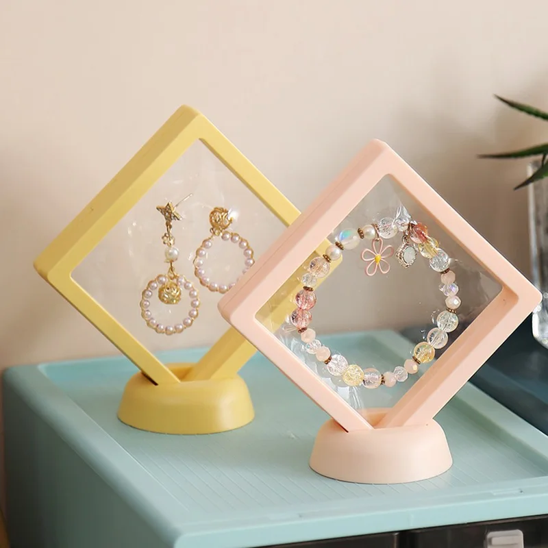 

1pcs Colorful Transparent PE Film Suspended Display Stand Holder Rack Ring Necklace Earring Watch Diamond Jewelry Storage