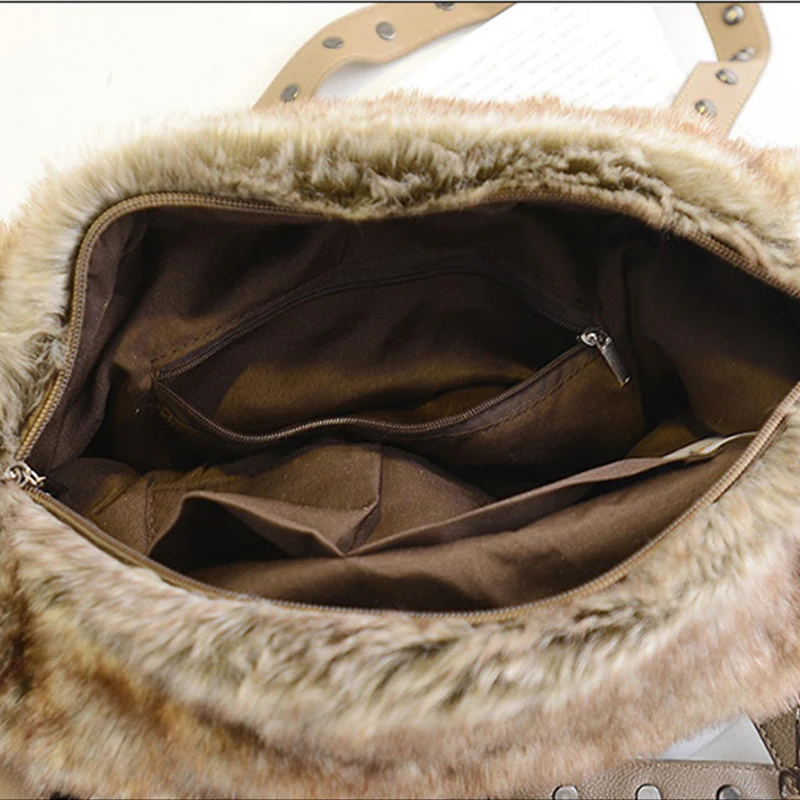 Fashion Faux Fur Tote bag 2019 Winter High Quality Luxury Women Designer Handbag sac a main femme Messenger Bag bolsos mujer sac