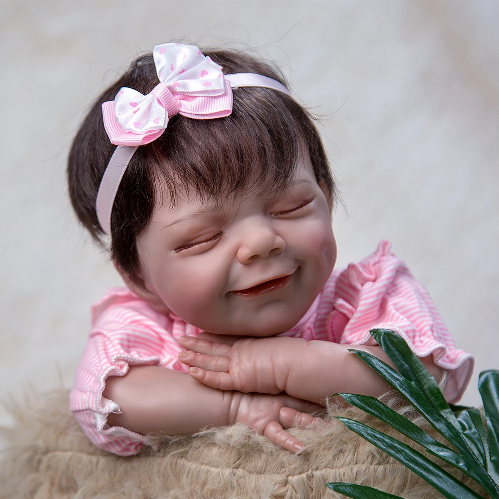 Lächelndes Gesicht Faser Haar 20 zoll 50 cm Reborn Baby Puppen Neue Spezielle Design Tuch Körper Reborn Bebe Spielzeug Für tag der kinder Geschenke