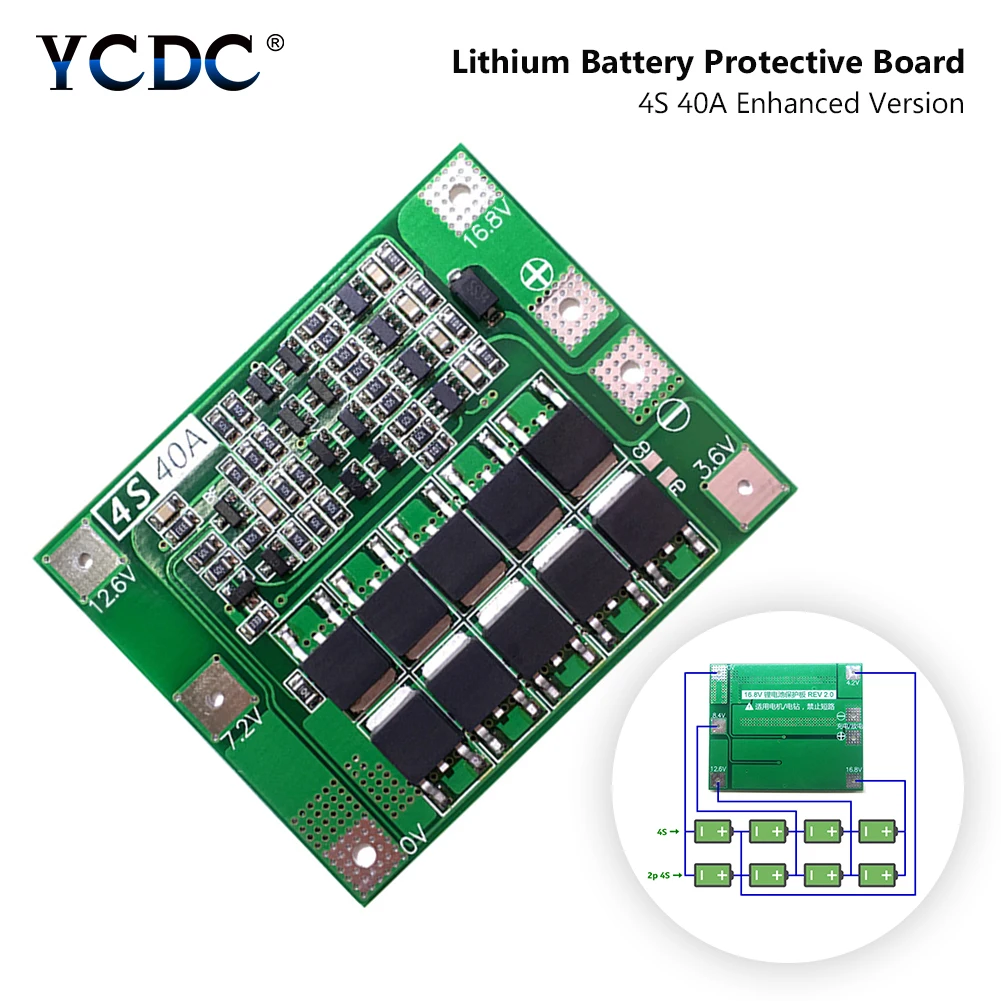 4S 40A 14.8V 16.8V Li-ion Lithium Battery Charger PCB BMS Protection Board For Drill Motor Lipo Cell Module Enhanced Version