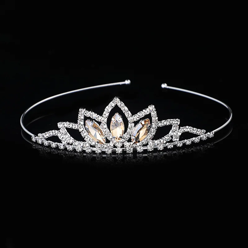 AINAMEISI Crystal Glass Crown Headband Children Girl Princess Crown Headdress Wedding Hair Accessories Party Gifts