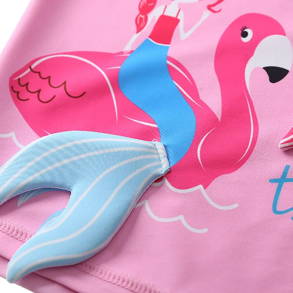 Bañador de dibujos animados en 3D para niñas, ropa de playa para bebés y niños pequeños, traje de baño de manga larga con protección UV para verano