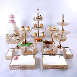 1pc Gold Metal Electroplate  Acrylic Mirror  Cake Stand Set Display Wedding Birthday Party Dessert  Cupcake Plate Rack