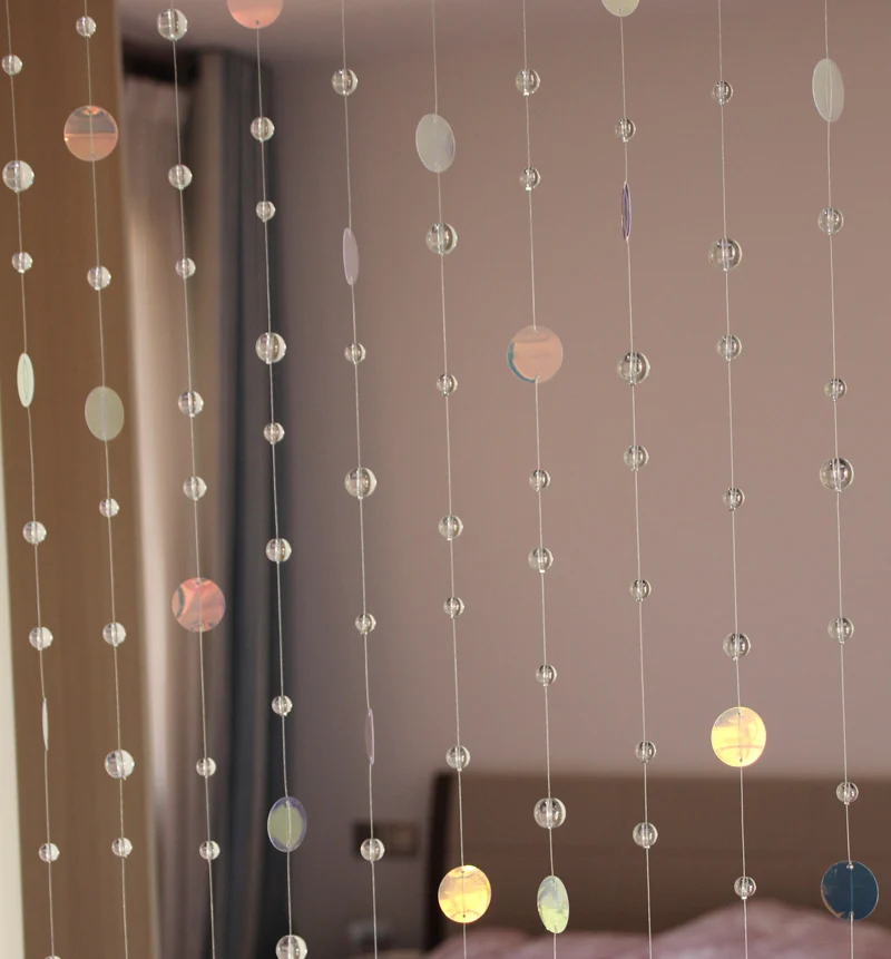 Fashionable Home Decoration crystal Glass bead Curtain Glitter Sequin partition Ornaments Wedding party background Pendant view 4