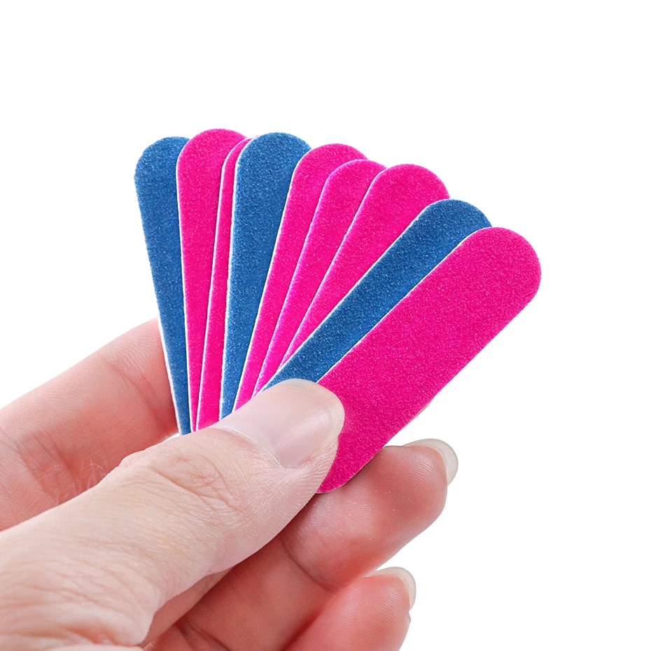 Double-sided Mini Nail File Buffer Set Professional Nail Polish Sanding Buffer Pink Blue Sandpaper Pedicure Nail Art Tool GL858