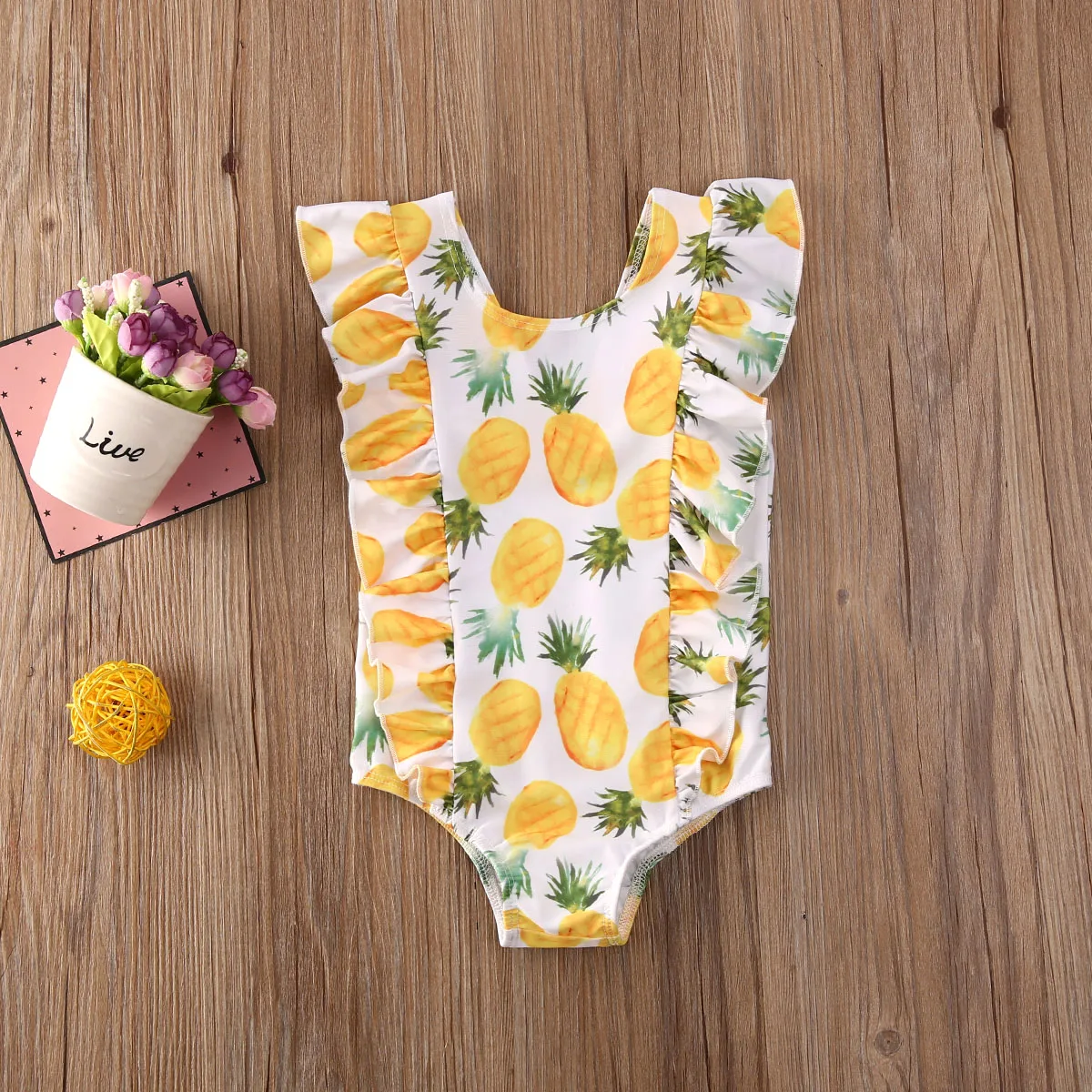 1-5Y Kid Baby Girl Ruffle One Piece Swimwear Fruit Print 2020 Swimming Bathing Beach One-Piece Costume Tankini