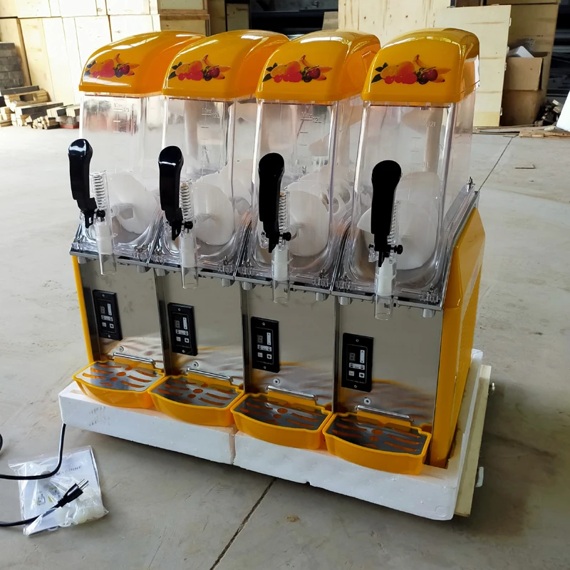 48L Slushing machine Four cylind Smoothie maker Ice slusher  Snow melting machine Smoothies Granita Machine Yellow