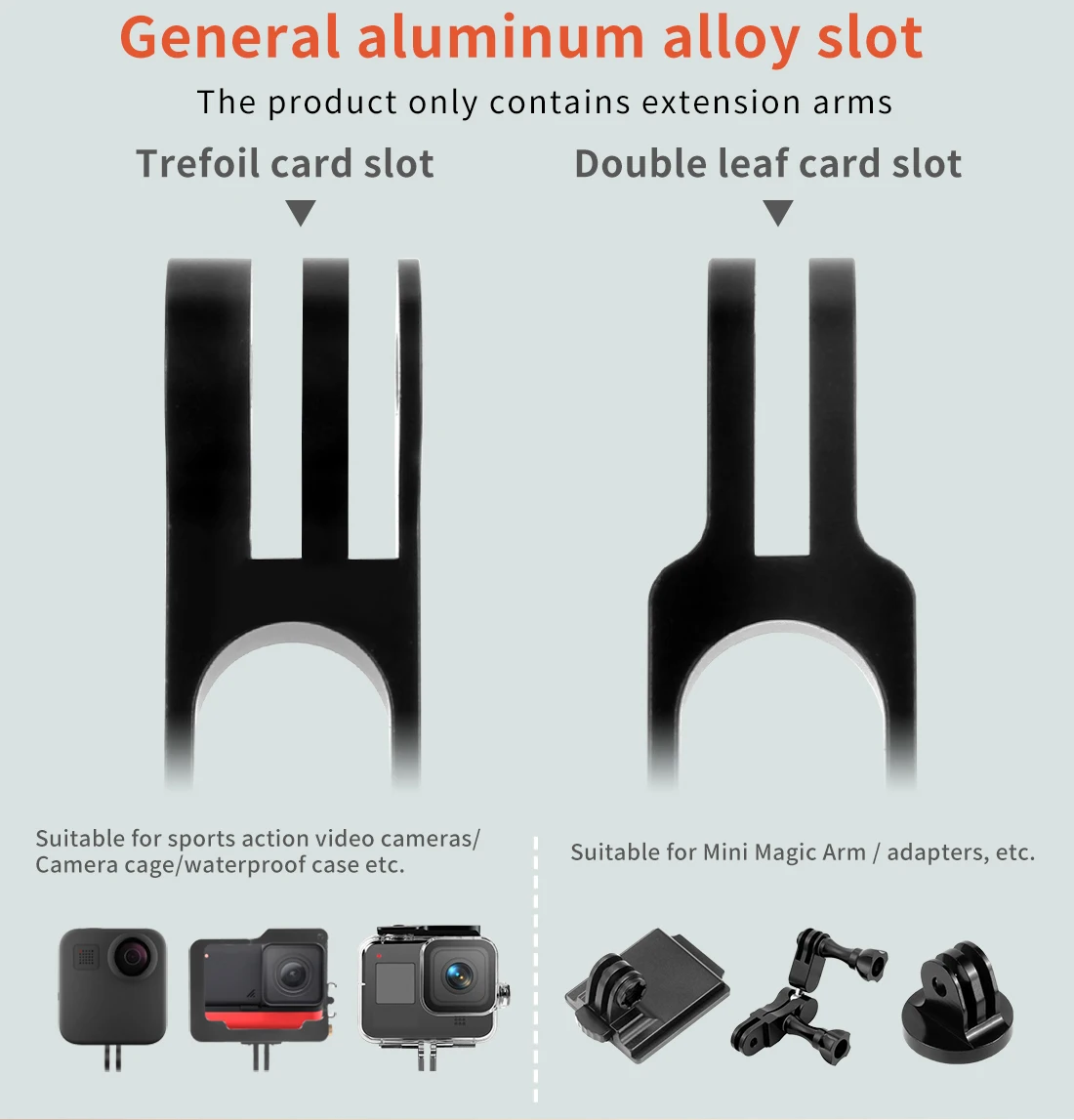 Bgning Aluminium legierung Verlängerung sarm für Gopro 13 12 11 10 dji Sport Action 4 3 Kamera Fotophie Stecker Halterung Adapter – Detail 4