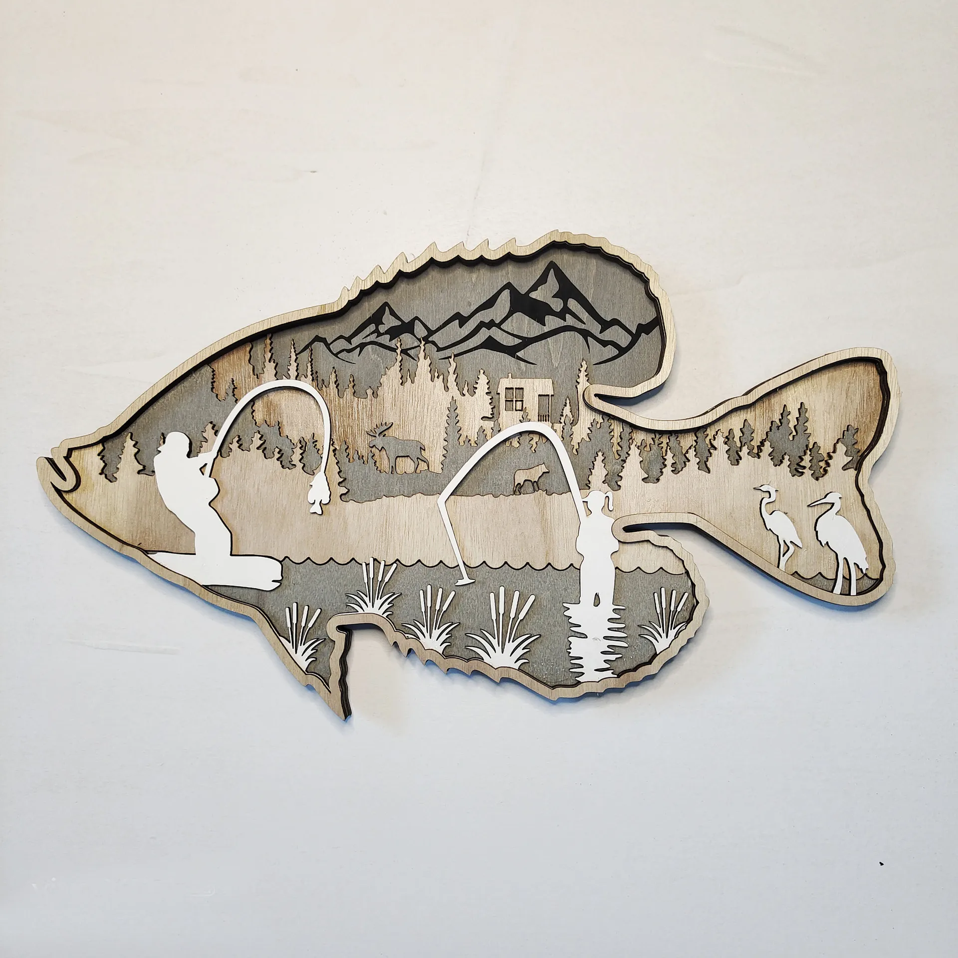 Salmon Bass Wooden Animal Crafts Fish Christmas Decoration 2022 Navidad Home Decor Accessories Ornaments Christmas Gifts