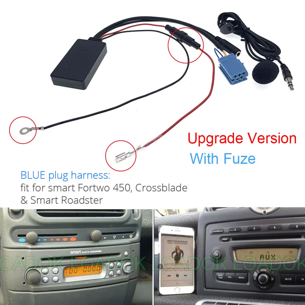 Auto Bluetooth 5.0 Voor Mercedes Benz Smart 450 451 Roadster Grundig Radio Host 8Pin 6Pin Poort Module Aux Interface Adapter mic