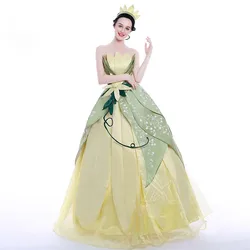 Custom Made Top Quality  Tiana Princess Cosplay Costume For Halloween Party Dress