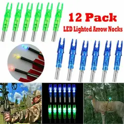 12pcs Archery Arrow LED Lighted Nocks 6.2mm/0.246inch Automatic Knocks Tail For Compound Recurve Bows/Longbow Arrow Shafts