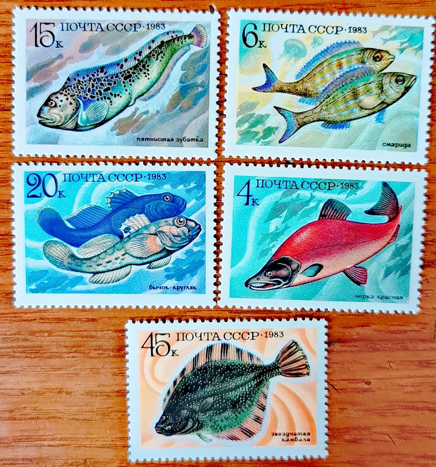 5 Stks/set Nieuwe Ussr Cccp Post Stempel 1983 Vis Zalm Postzegels Mnh