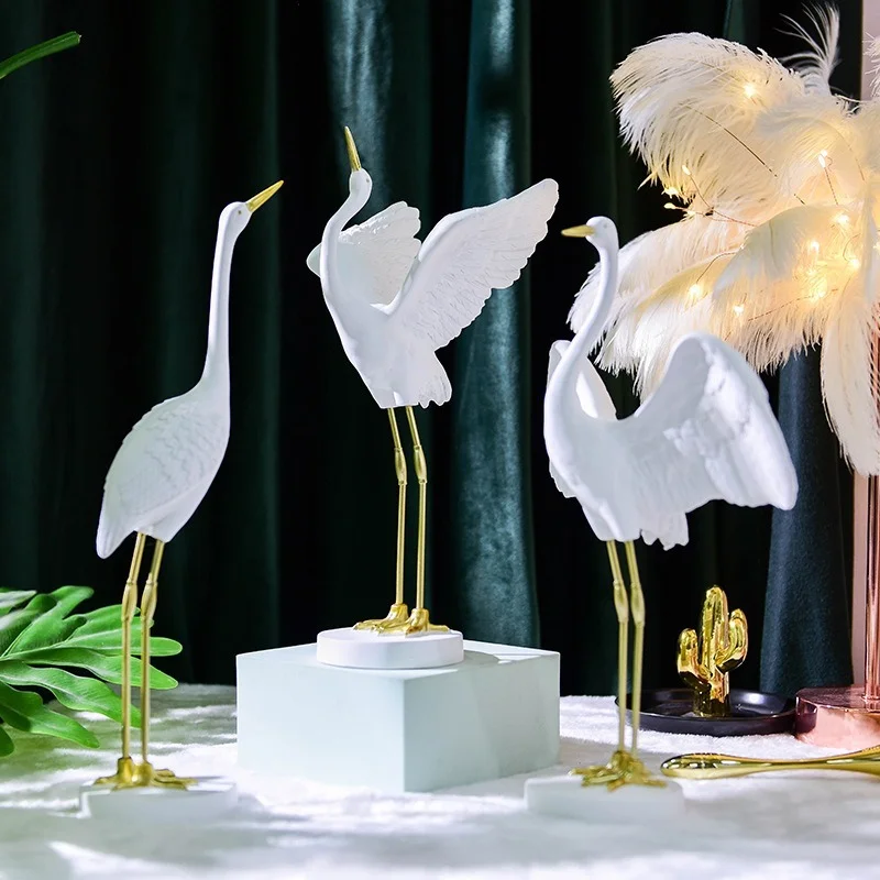 

Modern Crane Decoration Figurines Living Room Ornaments Wedding Decoration Props Home Decor Accessories Light Luxury Craft