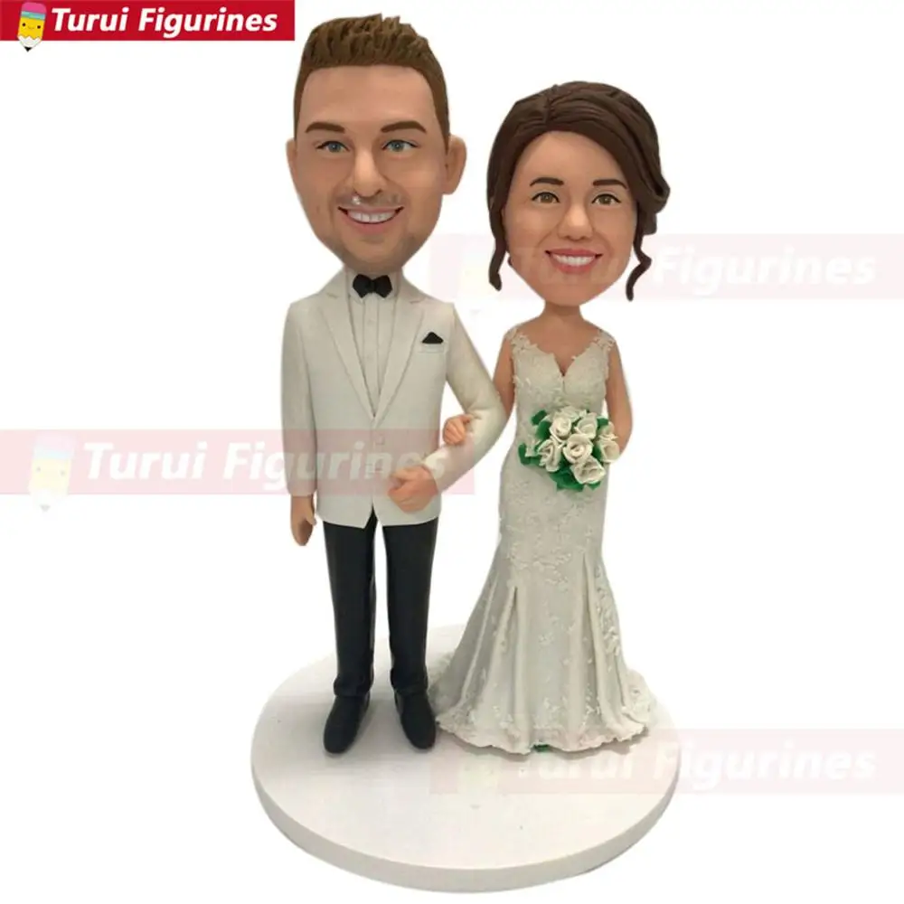 Custom Bobbleheads Figures Personalized Couple Wedding Cake Topper Human Figure Fix Head Sculpture Funko Pop Sports Figures