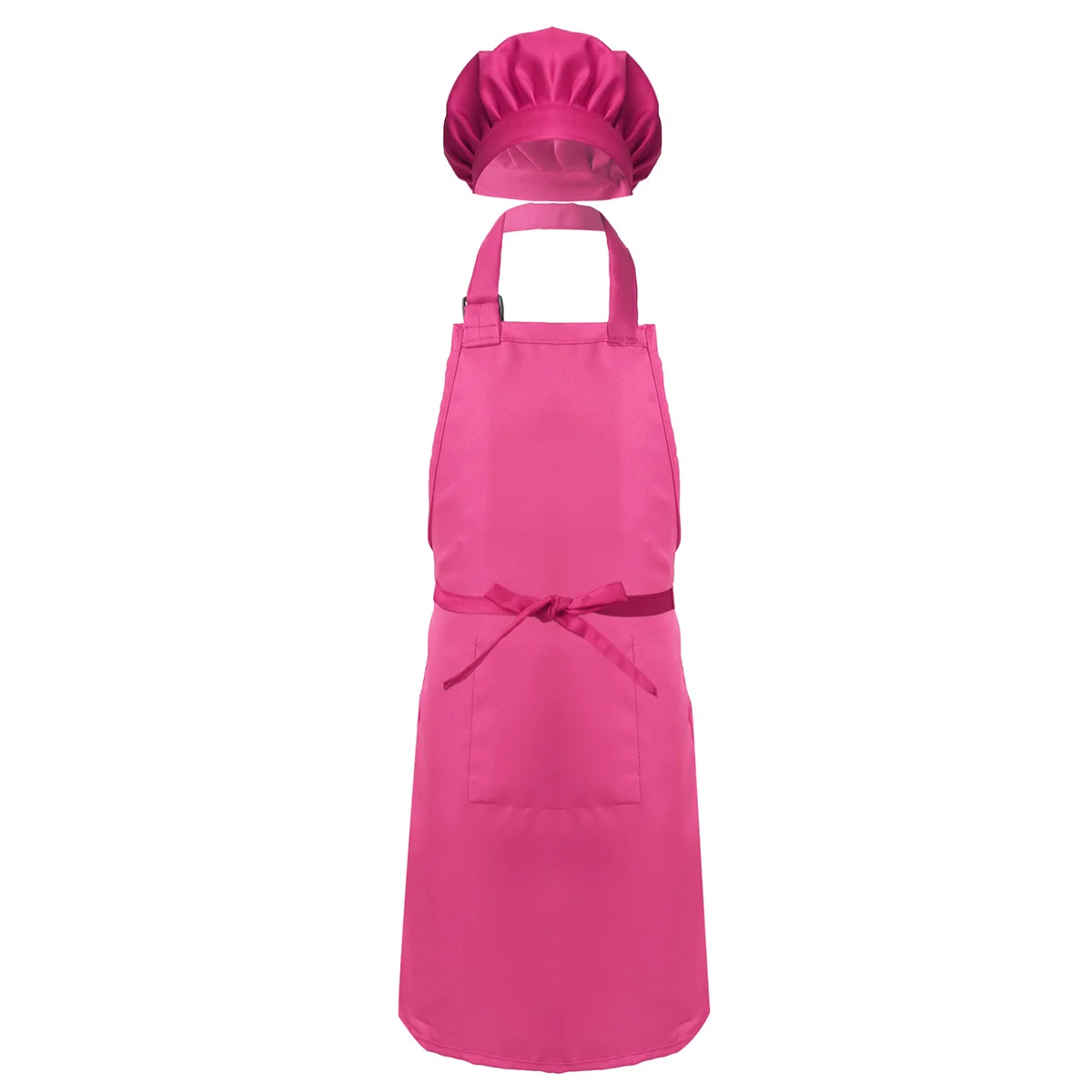 Kids Girls Boys Apron Outfit with Chef Hat Solid color Adjustable Apron for Kitchen Bib Cooking Baking Painting 2 Years-12 Years