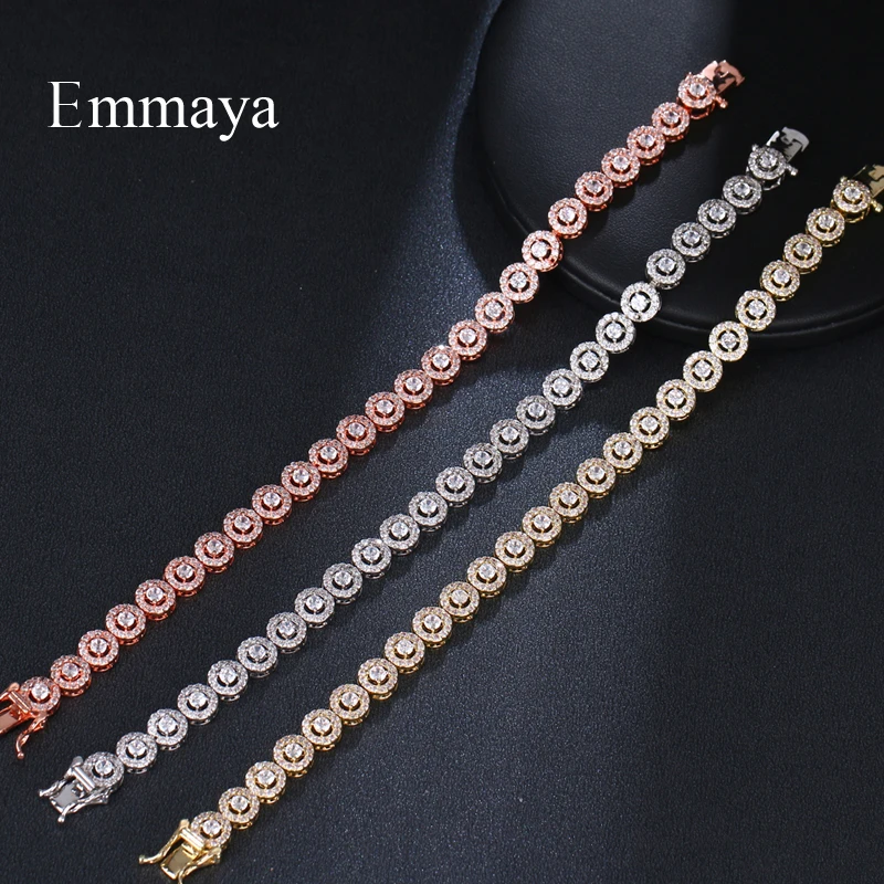 EMMAYA Season Arrival Dazzling Jewelry Three Colors Choice Round-shape Cubic Zircon Exquisite Bracelet For Female In Party