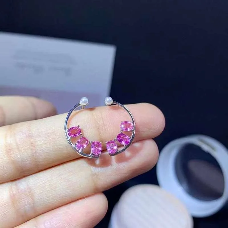 

Fine Jewelry 925 Pure Silver Chinese Style Natural Color Sapphire Girl Luxury Popular Flower Gem Earrings Ear Stud Support