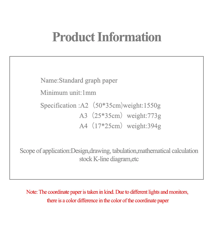 Logarithmisches Papier mit A4-A3/A2-Diagramm, Standard-Koordinatenpapier, Zeichenpapier, Manuskript, Zeichenrechnung, speziell für Design – Detail 2