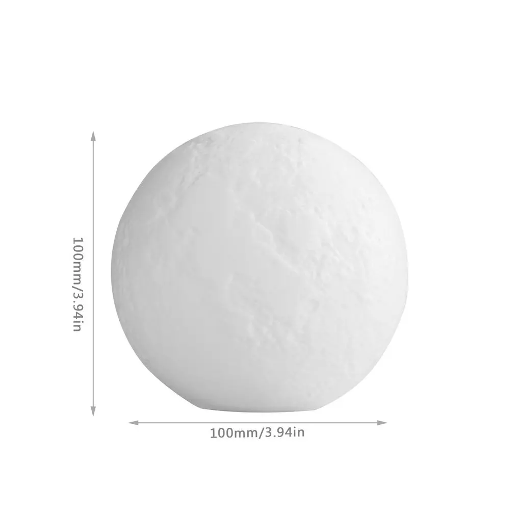 فريدة من نوعها قابلة لإعادة الشحن 3D طباعة مصباح القمر ، سطوع التحكم باللمس ، أضواء شحن USB ، أدى ضوء الليل ، ديكور المنزل ، المنزلية