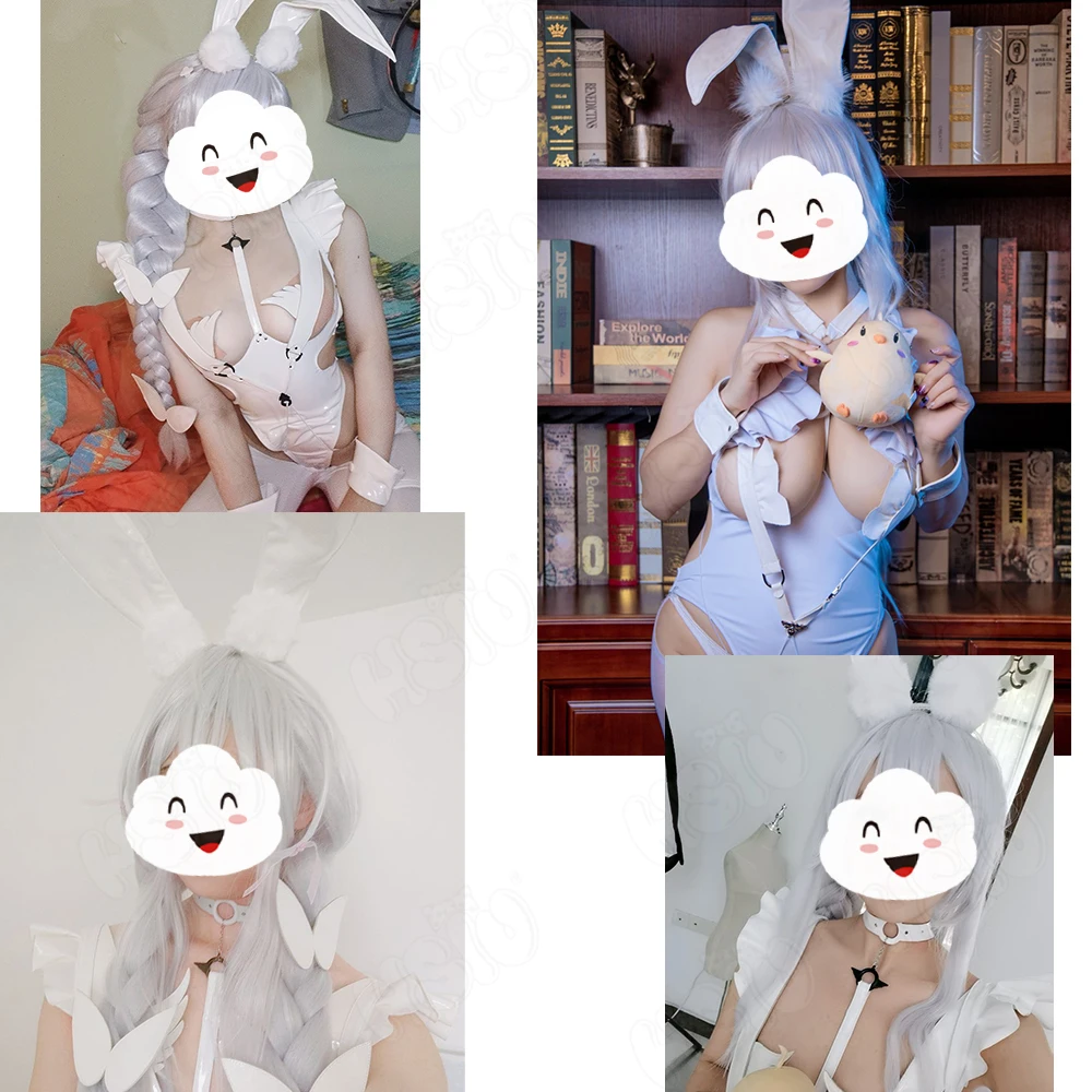 MNF LE MALIN Cosplay Wig Game Azur Lane Cosplay「HSIU 」Fiber synthetic wig ​silver white Braided long wig headdresse Malin Wig