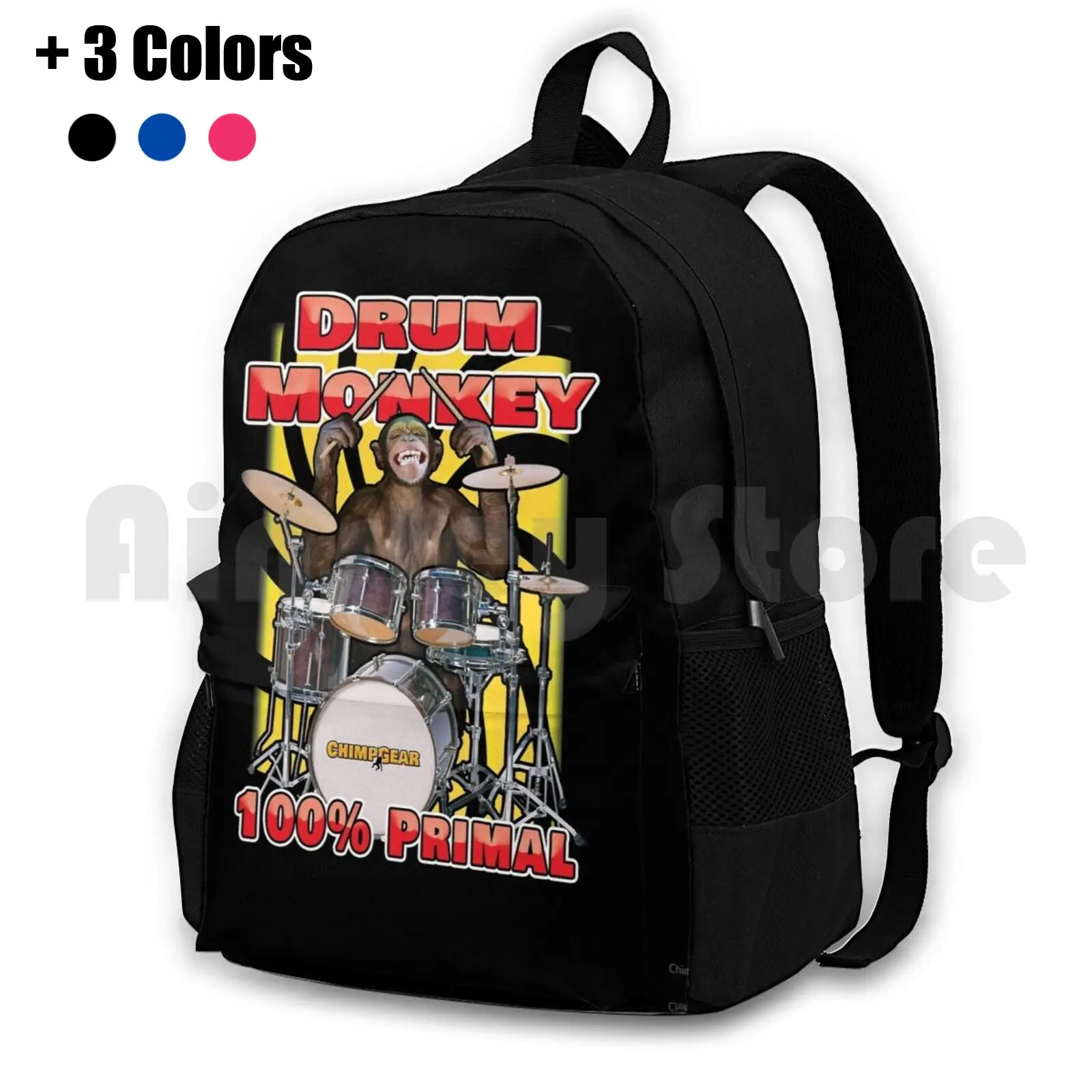 Drum Monkey Music Ape Outdoor Hiking Backpack Riding Climbing Sports Bag Drummer Monkey Musician Band Ape Chimp Drum Music