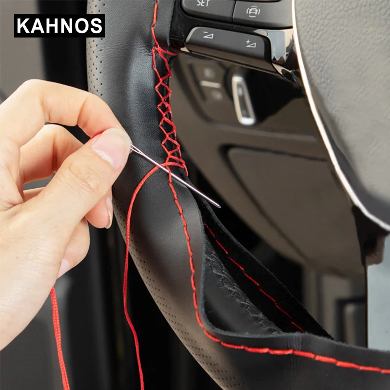 car steering Universal Leather braid for Steering Wheel Cover car With Needles And Thread Artificial Leather Covers Suit