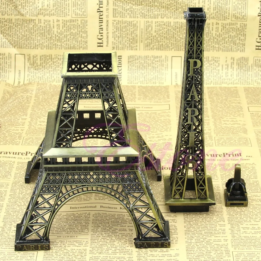25 CENTIMETRI di Tono del Bronzo Torre Eiffel di Parigi Figurine Statua D'epoca Modello In Lega