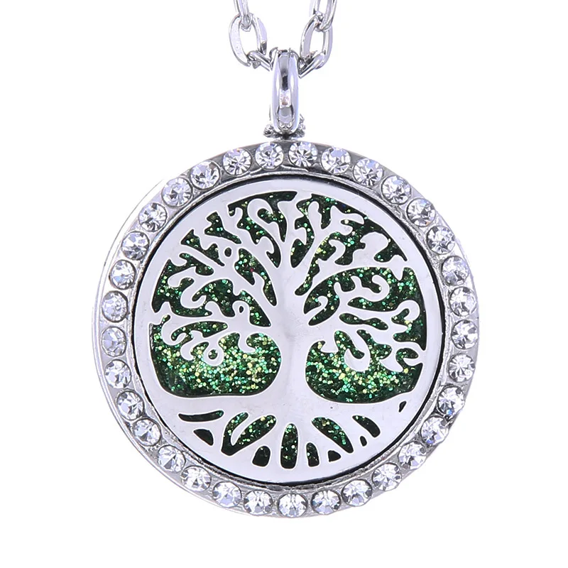New Tree of Life Aromatherapy necklace Stainless steel open locket Essential Oils Diffuser Pendant Necklace with 10 pcs pads
