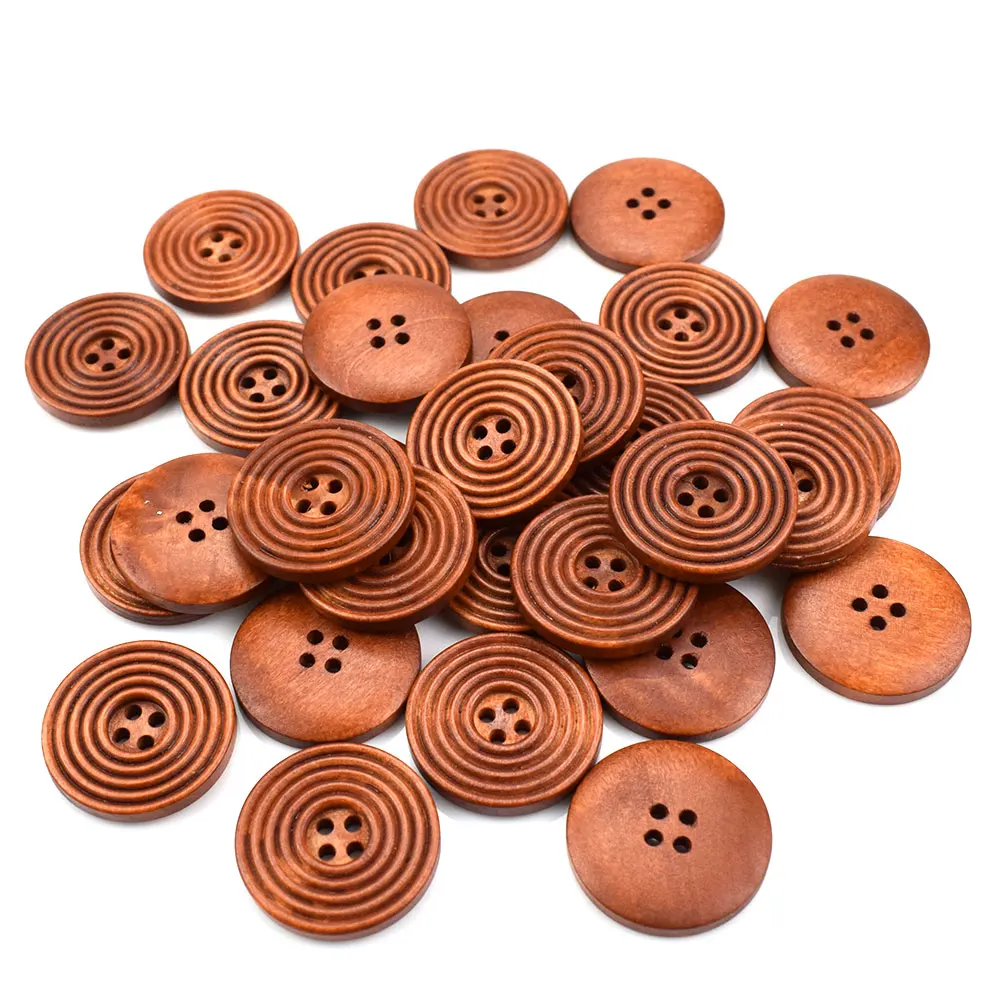 20PCS Round Spiral Wooden Buttons 4 Holes Sewing Scrapbooking for Clothes Handmade Wood Button DIY Clothing Sewing Decorative