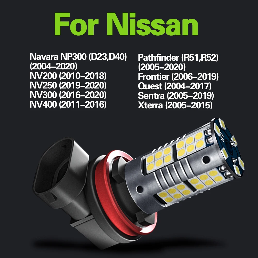 2pcs LED Fog Light H8 H11 H16 For Nissan Navara NP300 D23 D40 NV200 NV250 NV300 Pathfinder R51 R52 Frontier Quest Sentra Xterra