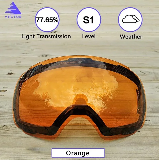 Ski brille Nur Objektiv Anti-nebel UV400 Skifahren Brille Objektiv Magnet Adsorption Schwach Licht farbton Wetter Bewölkt Aufhellung 20013