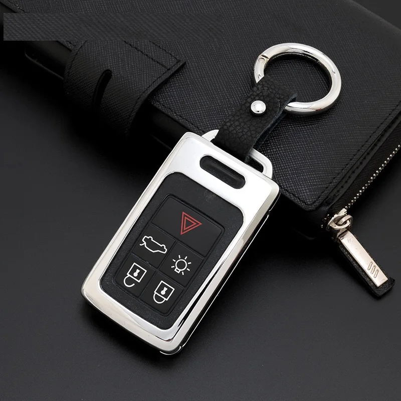 Car-Styling Accessories For Volvo XC60 S60l V40 V60 S60 Zinc Alloy+Leather Key Case for Car Covers Romote Key Shell Bag Holder