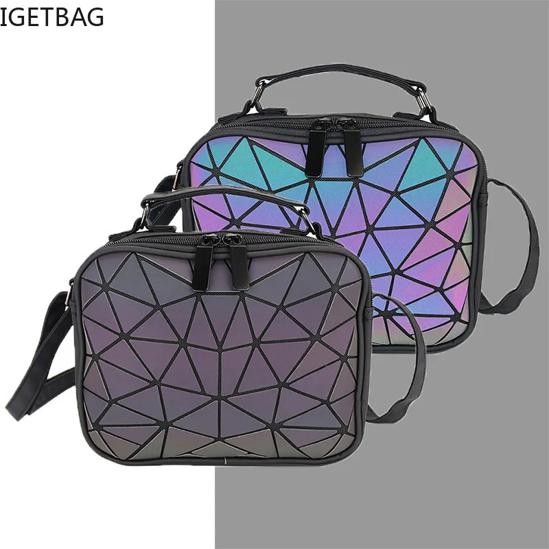 

Women Laser Luminous Holographic handbags Crossbody Bags for Women 2024 Shoulder bag Geometric Plaid Hologram small Square bags