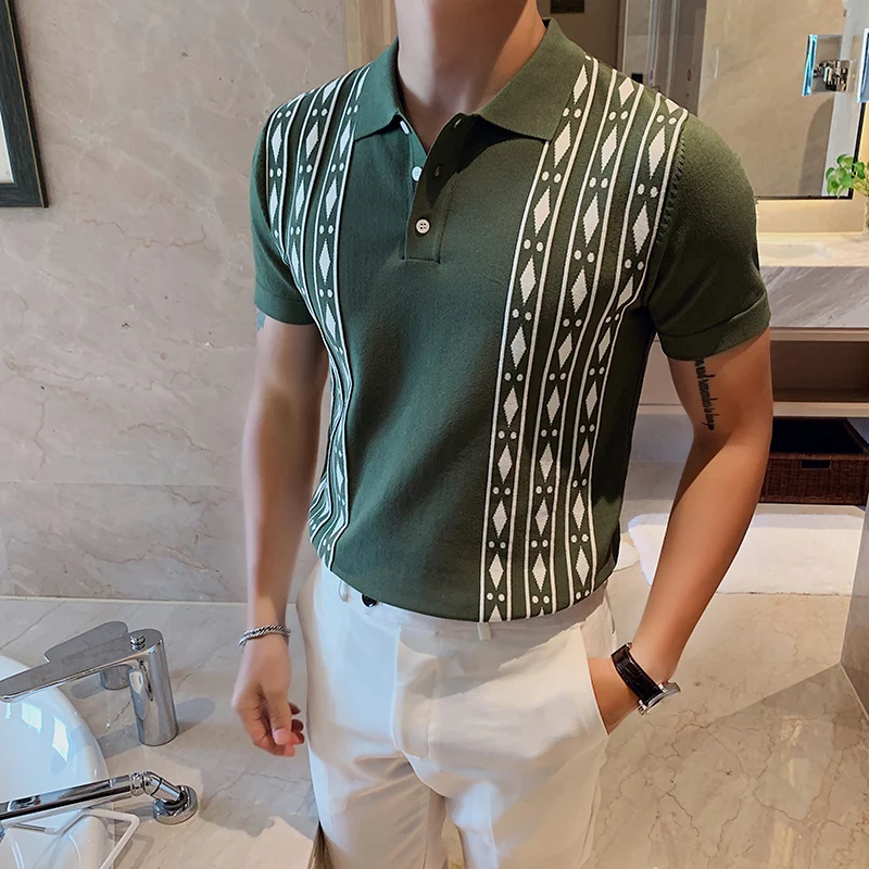 Sleeved Fashion Short Polo Shirt British Men Summer Polo Shirts Camiseta Verano Hombre Knitted Polo Shirt Contrast Color Men